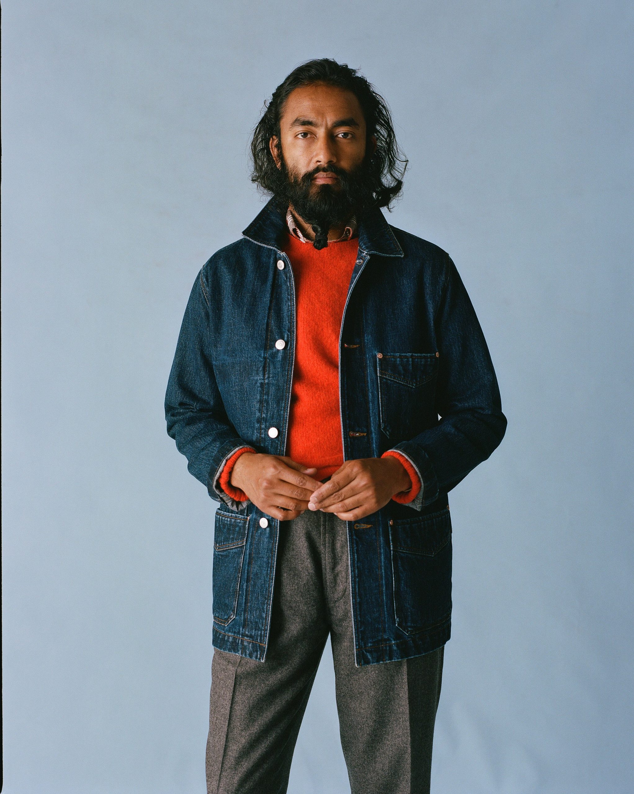 Stone Wash Selvedge Denim Five-Pocket Chore Jacket - Image 9