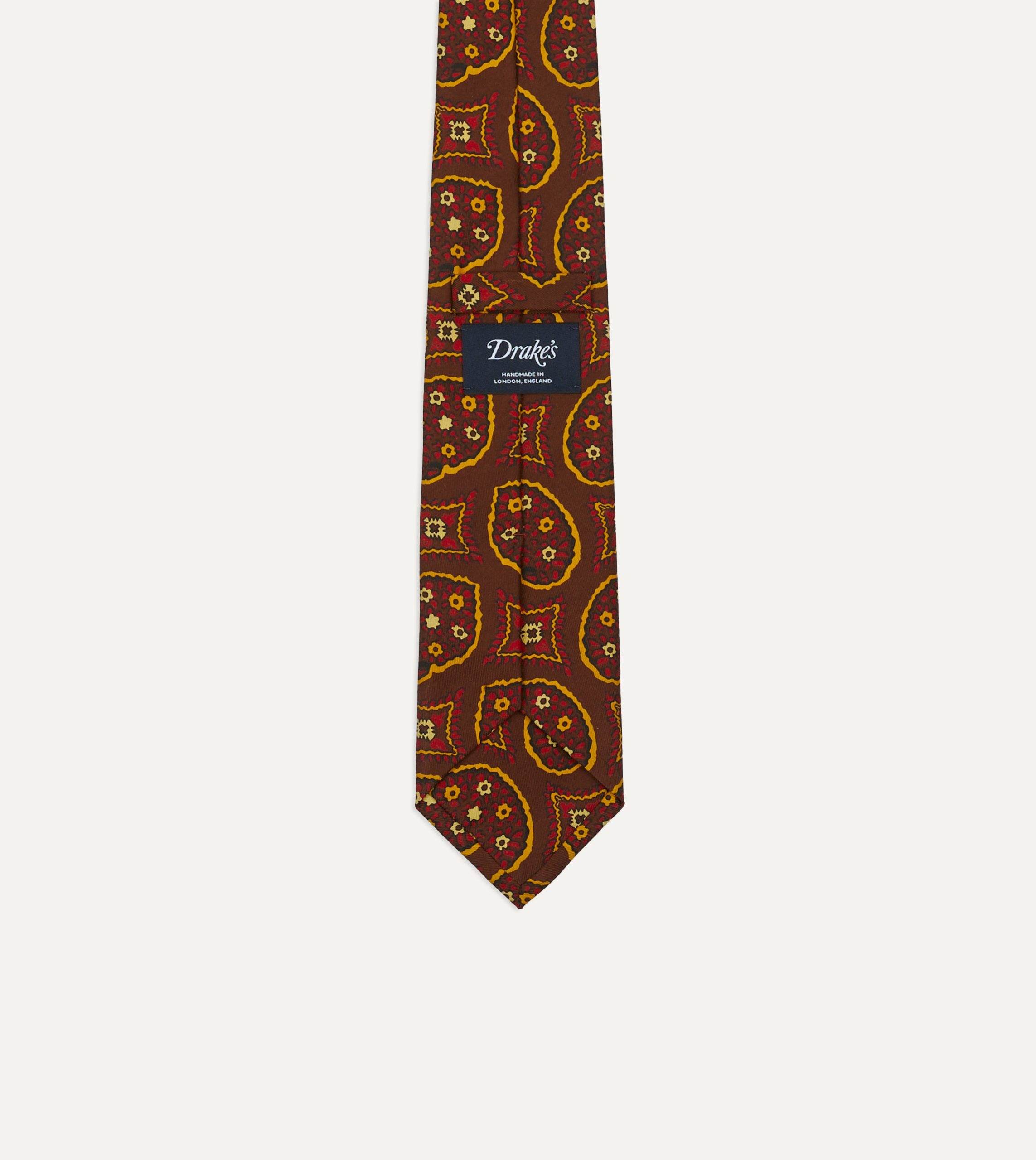Brown Exploded Paisley Print Silk Self Tipped Tie - Image 3