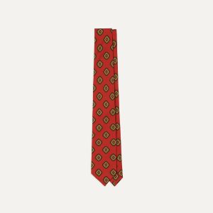 Orange Tile Print 36oz Madder Silk Self Tipped Tie