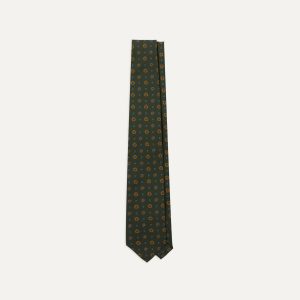 Green Medallion Print 36oz Madder Silk Self Tipped Tie