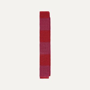 Pink and Red Knitted Silk Solid Colour Tie