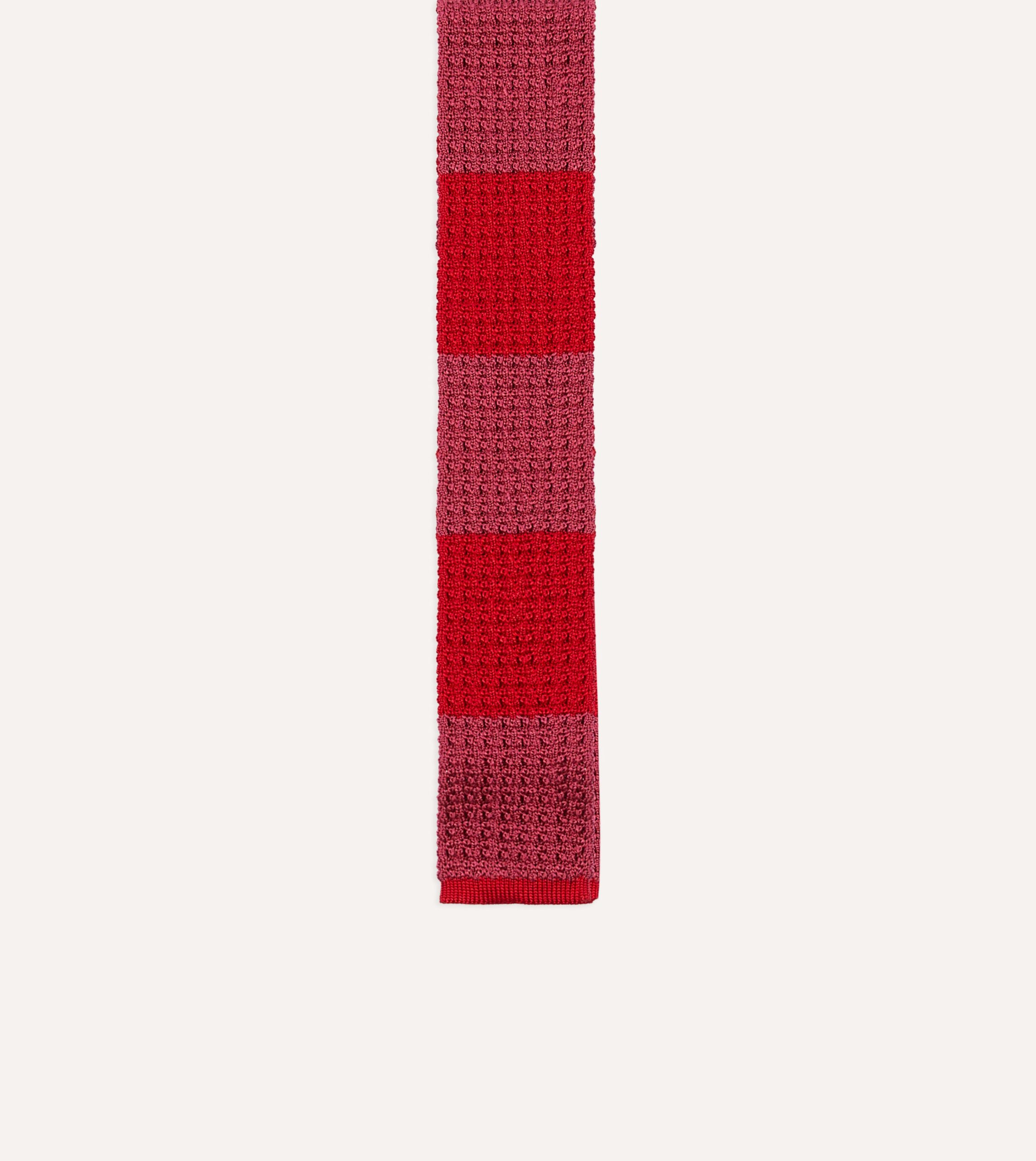 Pink and Red Knitted Silk Solid Colour Tie - Image 4