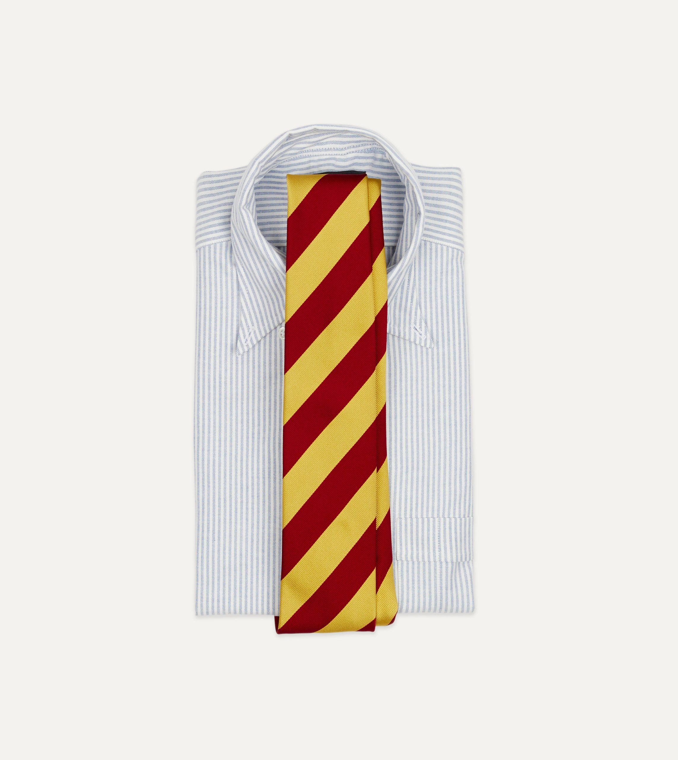 Red and Yellow Broad Stripe Silk Tipped Tie - Image 2
