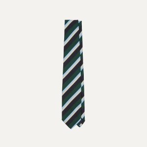 Green. Blue and White Multi Stripe Mogador Silk Tipped Tie