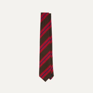 Brown and Red Stripe Mogador Silk Tipped Tie
