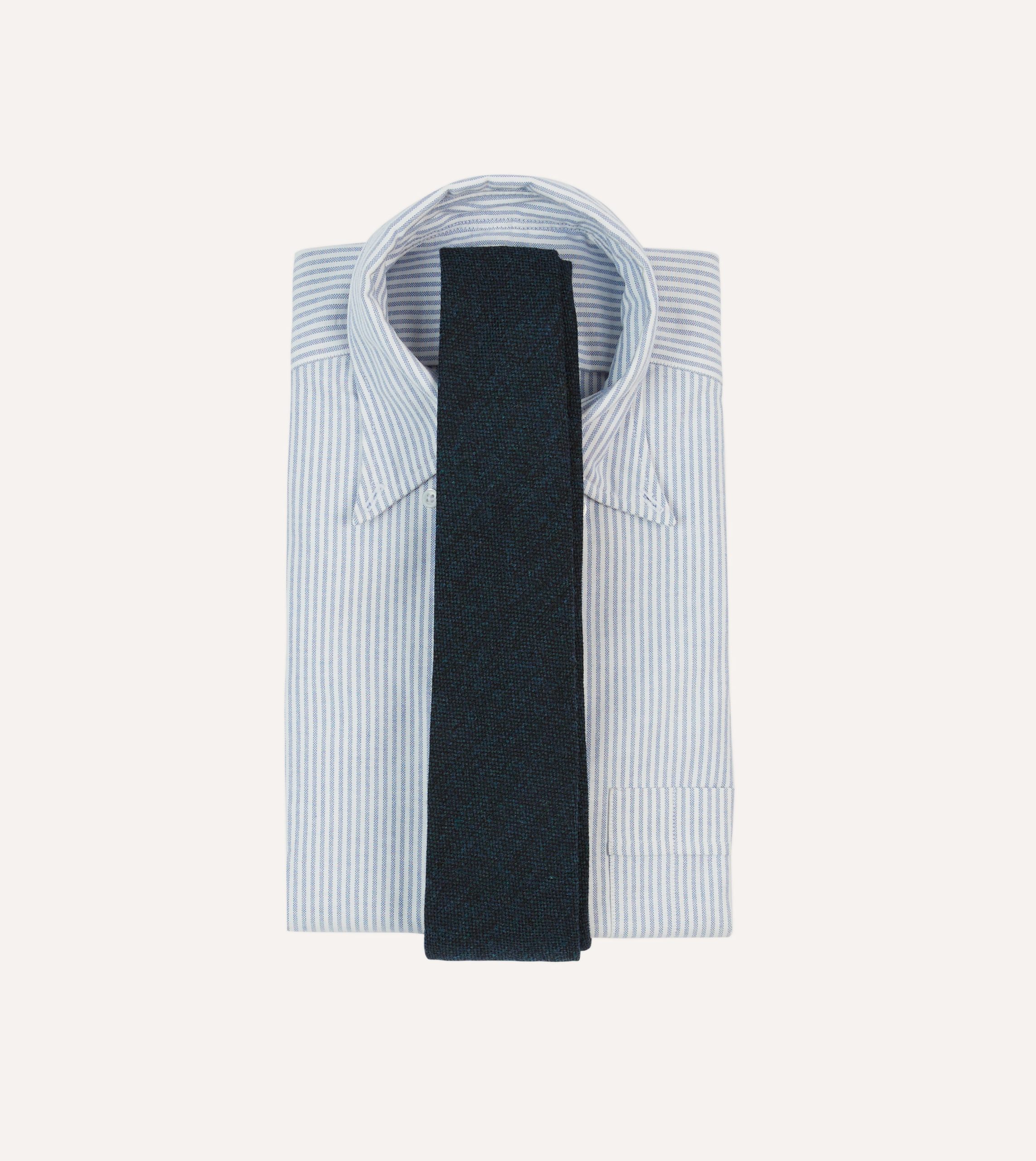 Navy Shetland Wool Tipped Tie - Image 2