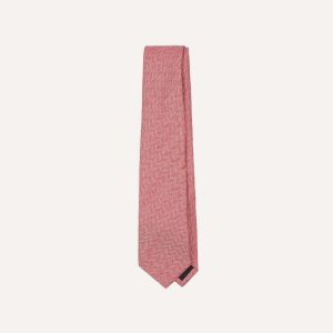 Red and Ecru Herringbone Linen Silk Tipped Tie