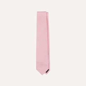 Pink Houndstooth Mogador Silk Tipped Tie