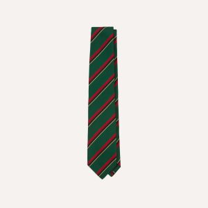 Green. Red. Black and Yellow Multi Stripe Repp Silk Tipped Tie