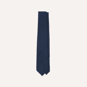 Navy Hand Rolled Large Knot Grenadine Tie