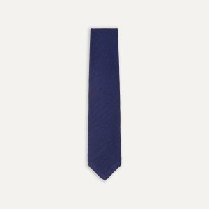 Light Navy Pure Cashmere Solid Hand Rolled Tie