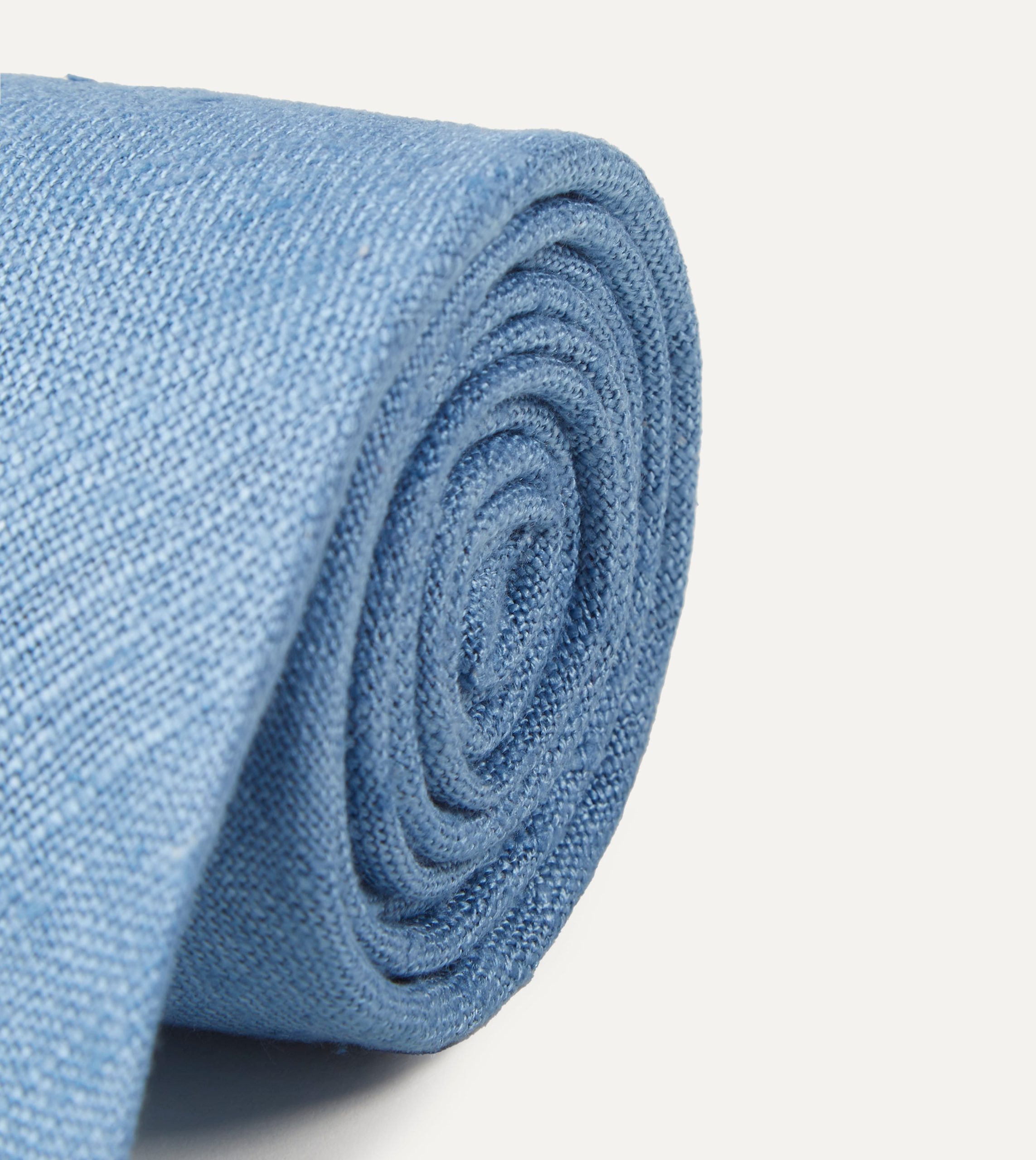 Blue Tussah Hand Rolled Silk Tie - Image 3