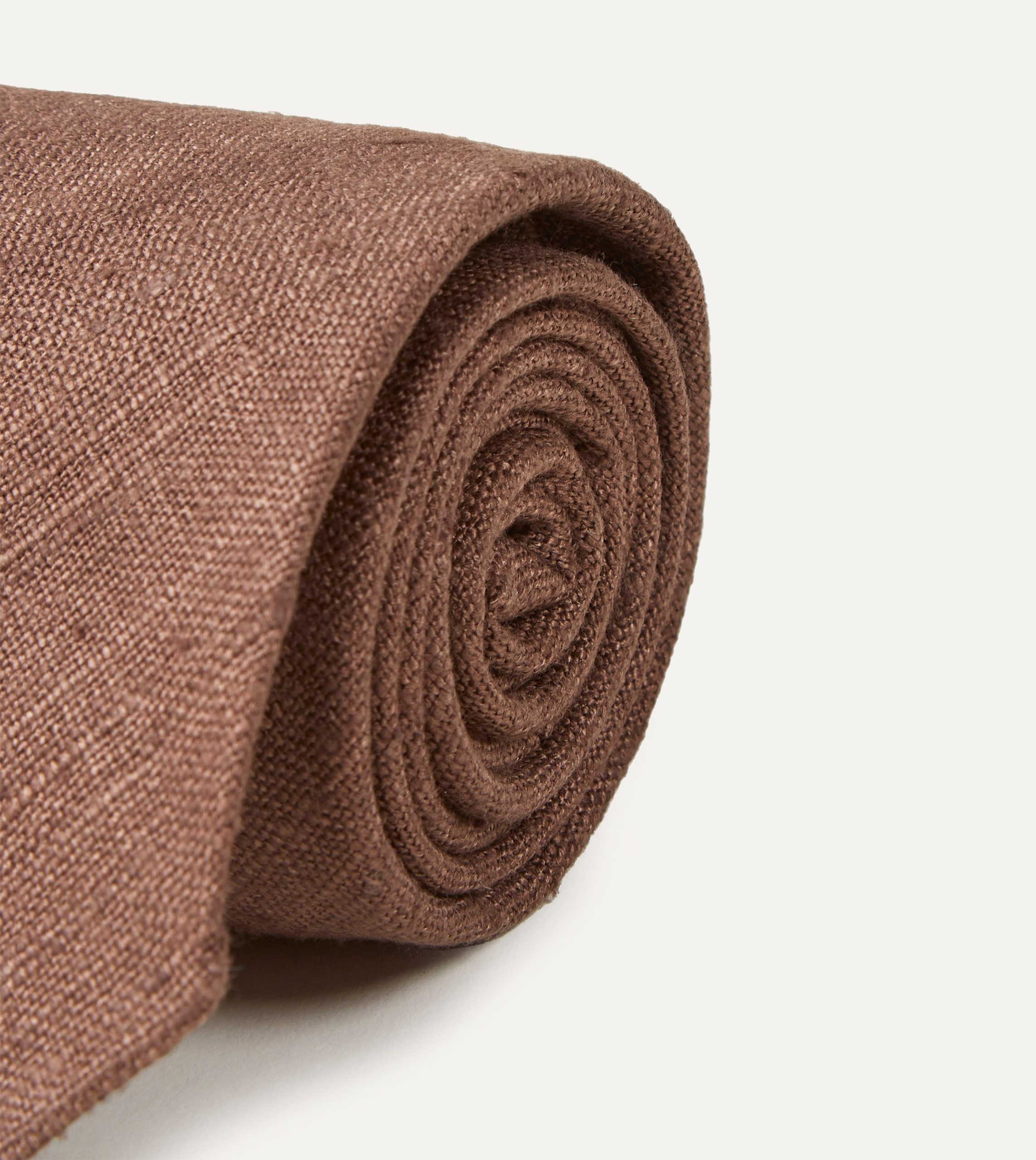Brown Tussah Hand Rolled Silk Tie - Image 3
