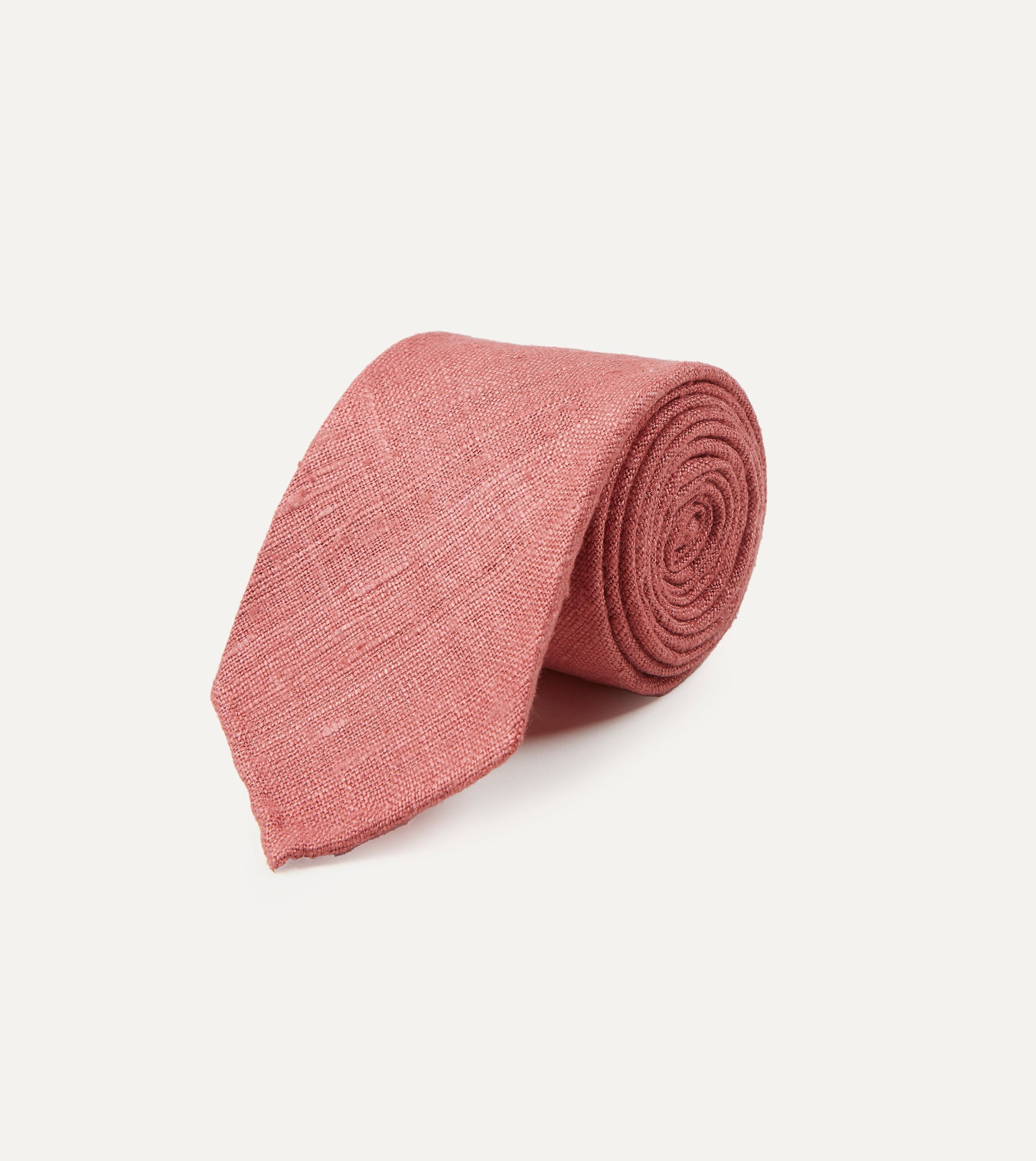 Pink Tussah Hand Rolled Silk Tie - Image 2
