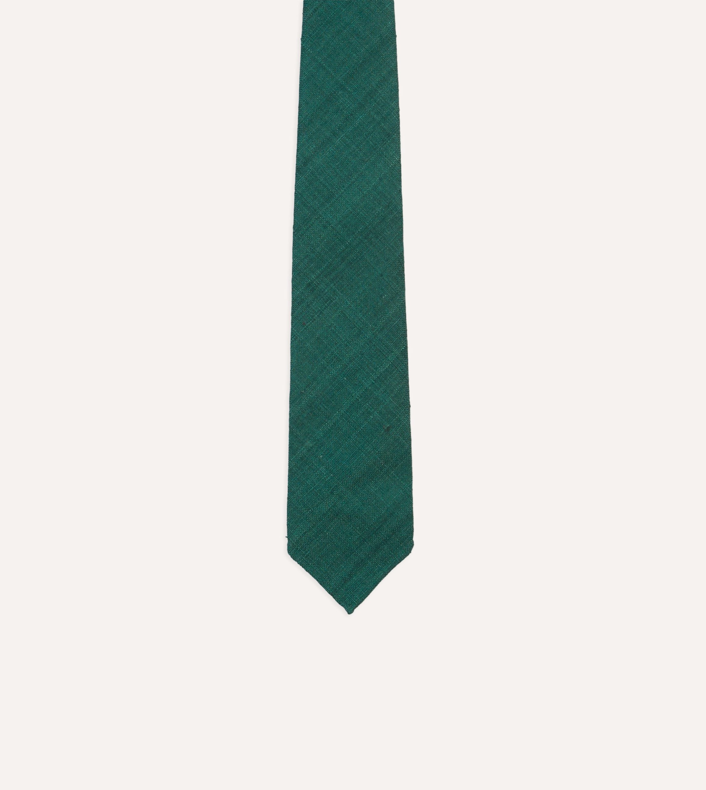 Teal Tussah Hand Rolled Silk Tie - Image 3