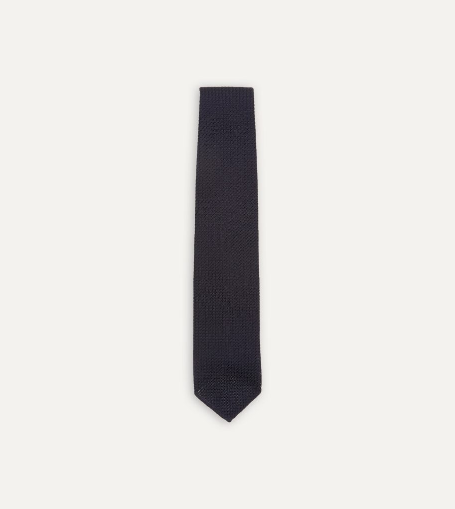 Dark Navy Hand Rolled Large Knot Grenadine Tie