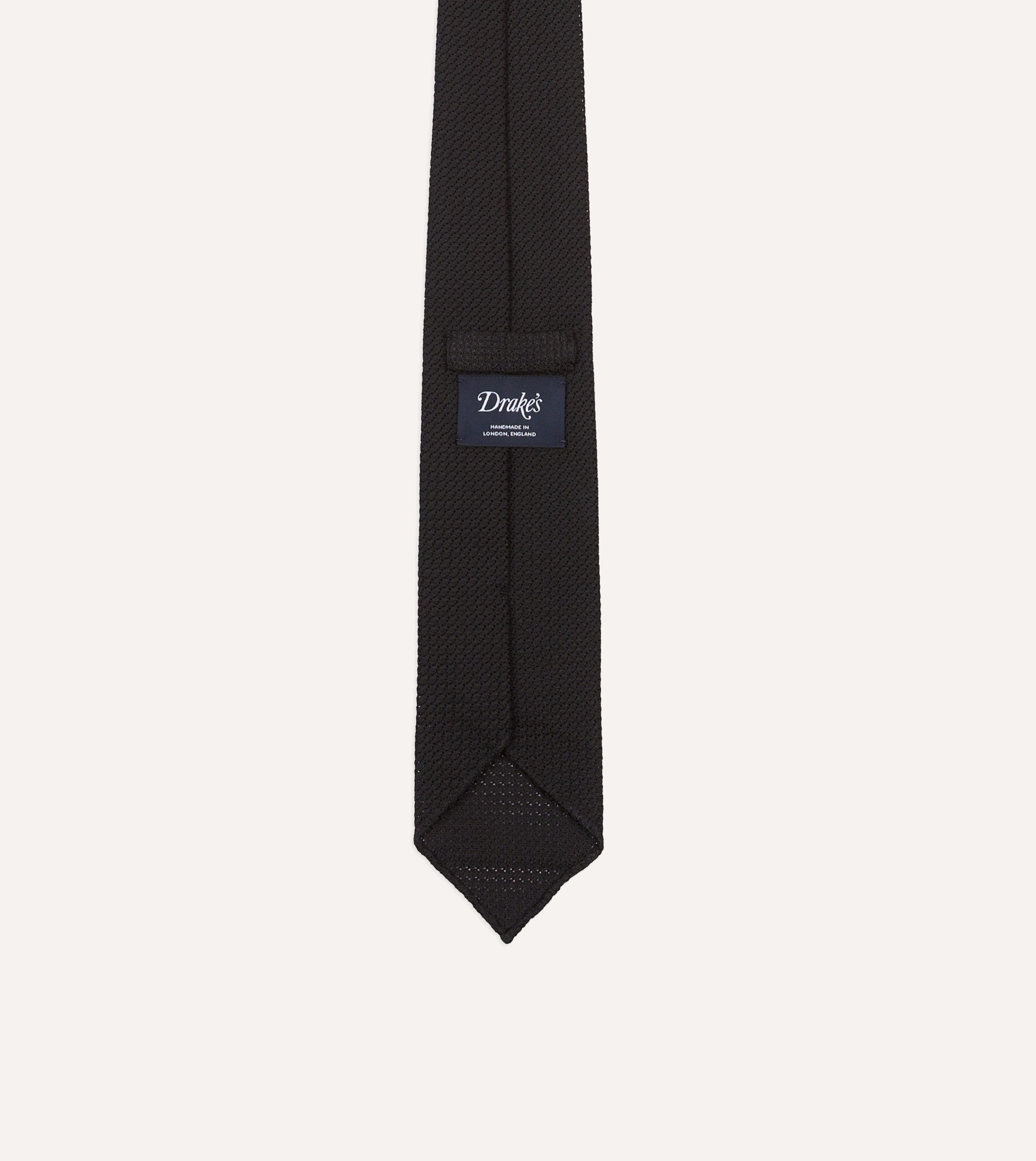 Black Hand Rolled Large Knot Grenadine Tie - Image 4