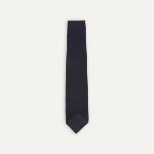 Dark Navy Fine Woven Grenadine Silk Hand Rolled Tie