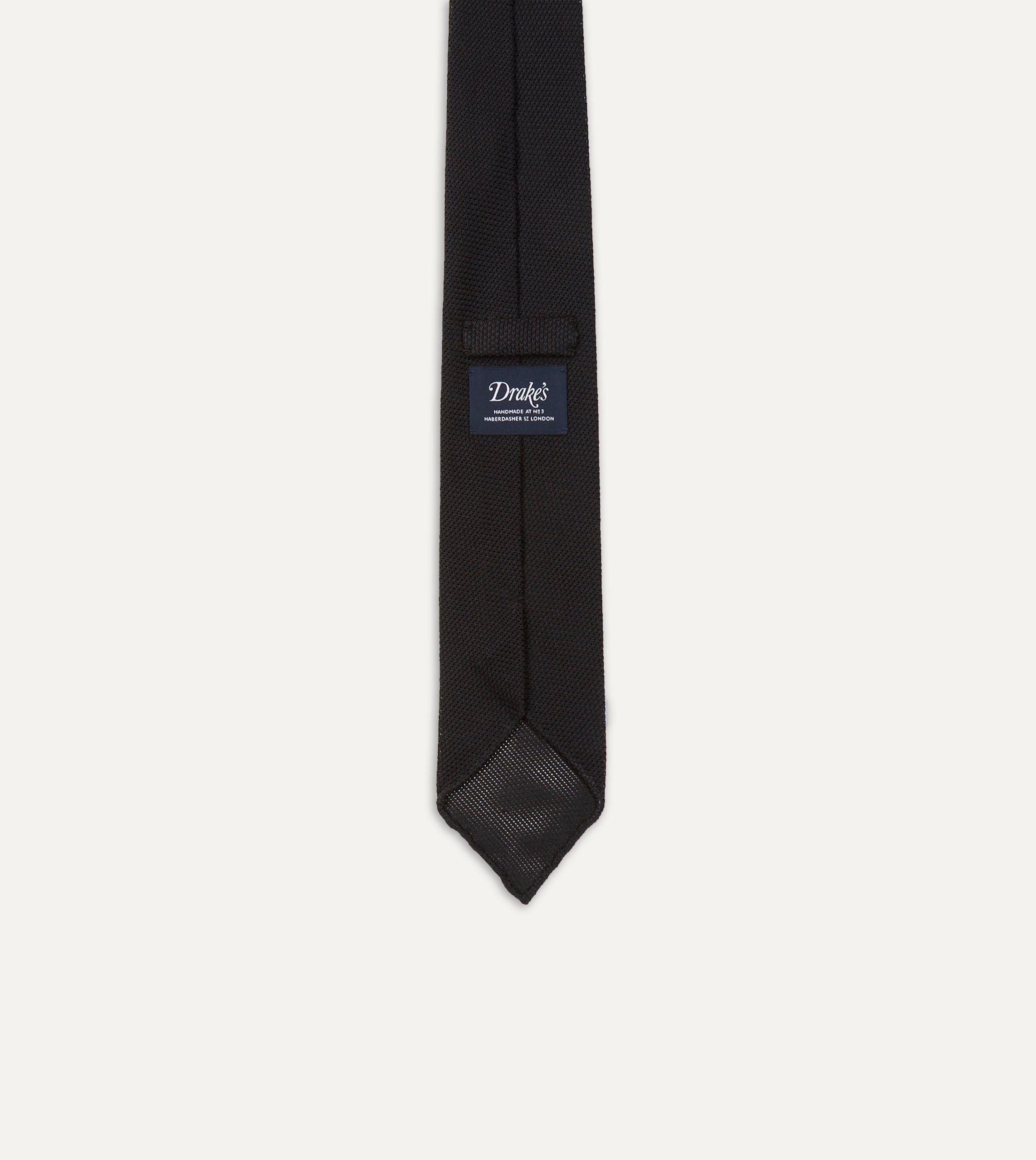 Black Fine Woven Grenadine Silk Hand Rolled Tie - Image 5