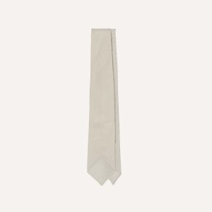 Ecru Fine Woven Grenadine Silk Hand Rolled Tie