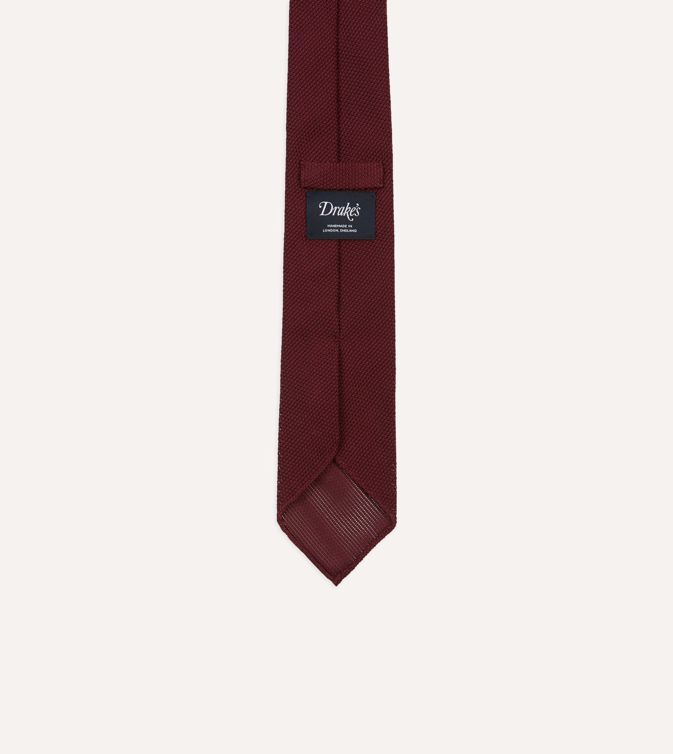 Maroon Fine Woven Grenadine Silk Hand Rolled Tie - Image 4