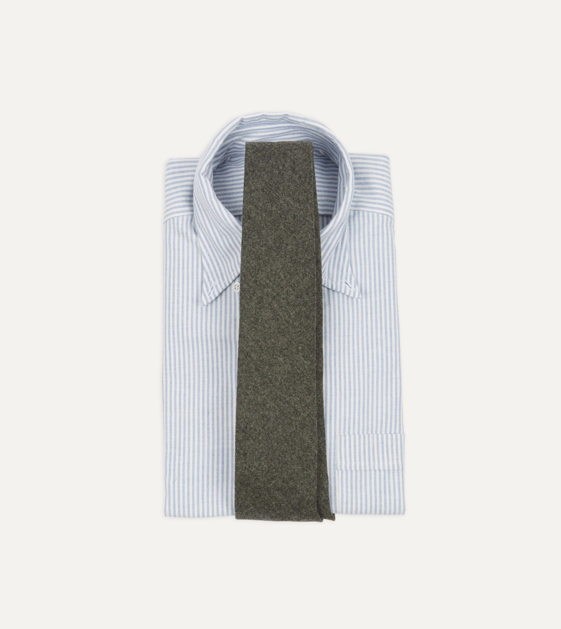 Grey Brushed Solid Hand Rolled Wool Tie - Image 2