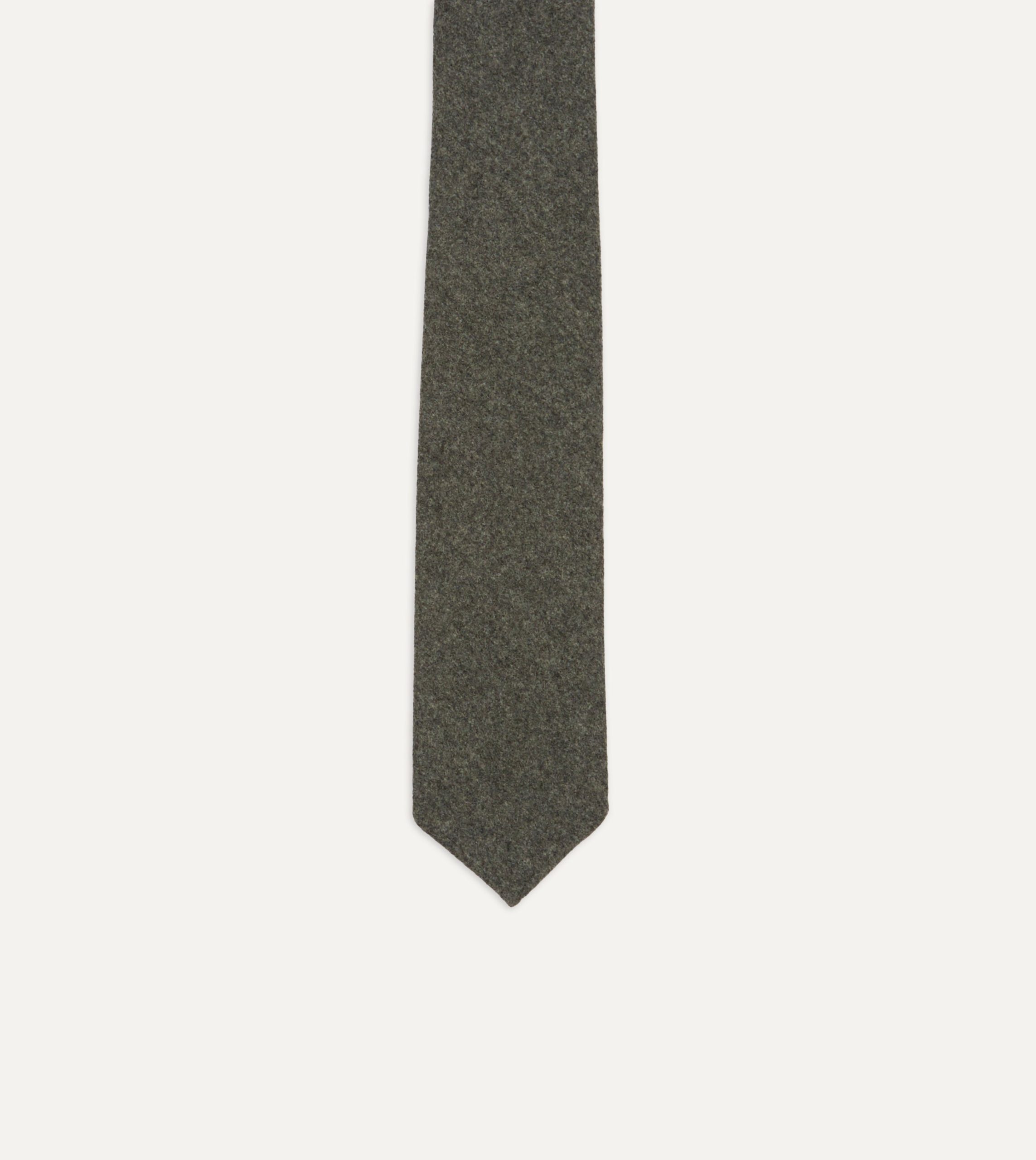 Grey Brushed Solid Hand Rolled Wool Tie - Image 3