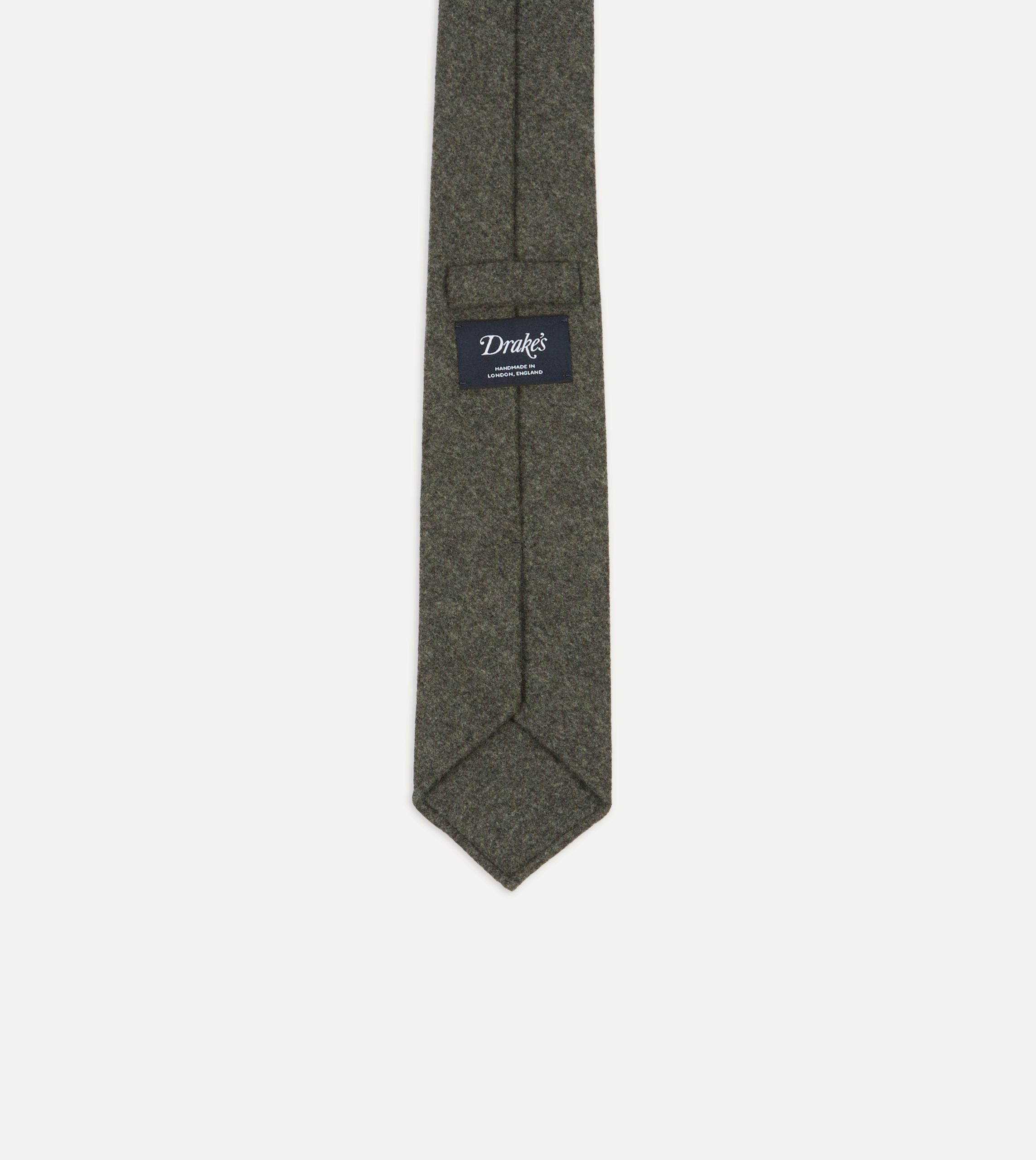 Grey Brushed Solid Hand Rolled Wool Tie - Image 4