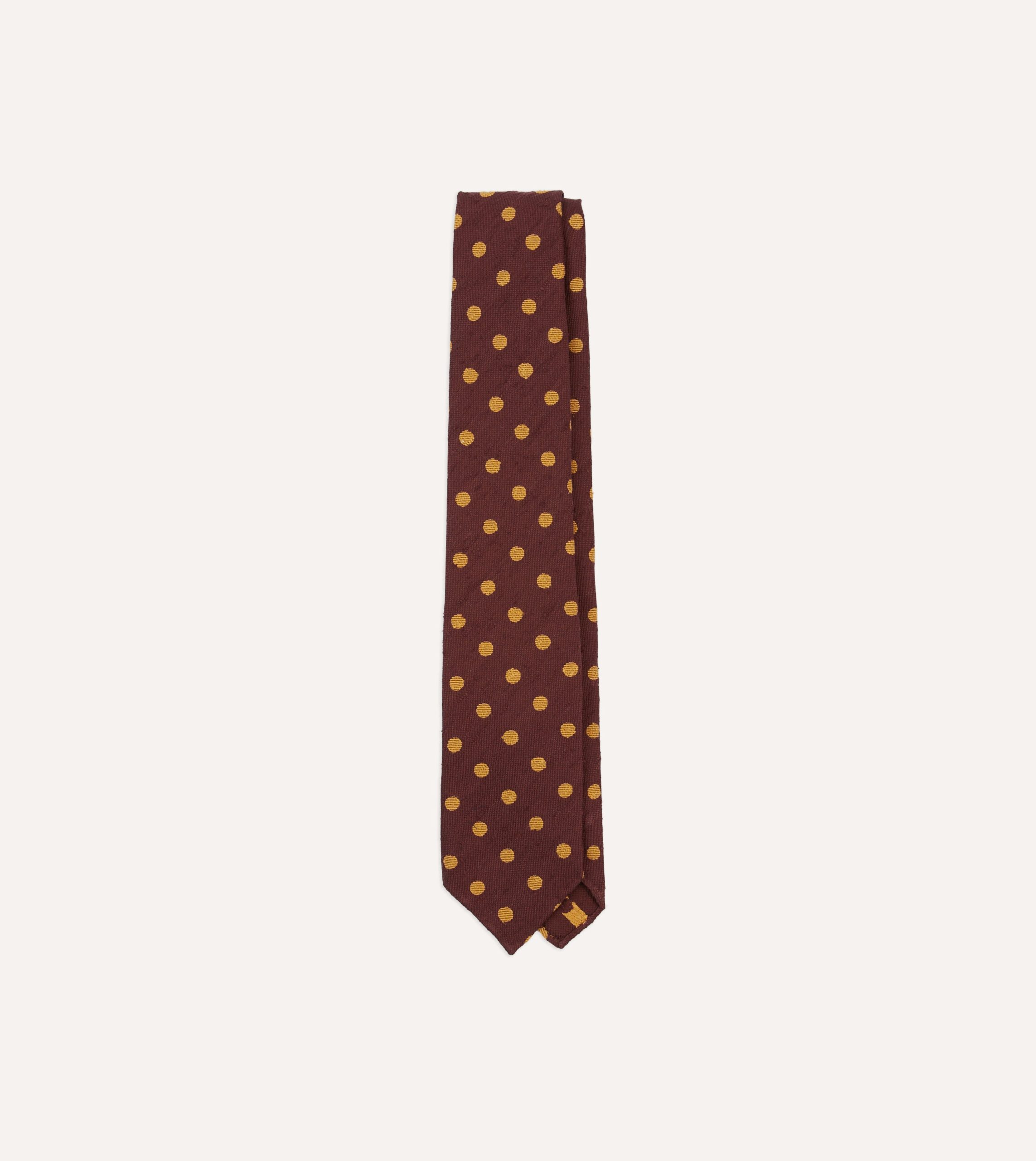Burgundy and White Spots Shantung Silk Tie