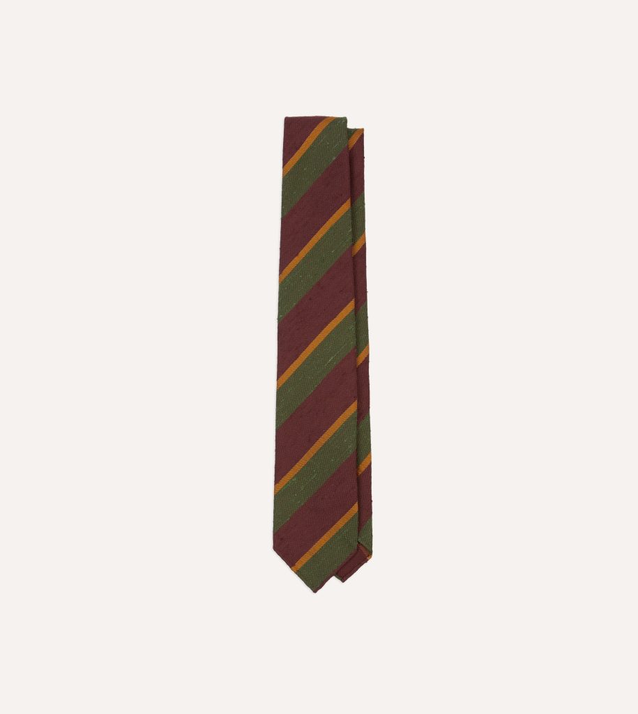 Burgundy Multi Stripe Shantung Silk Tie