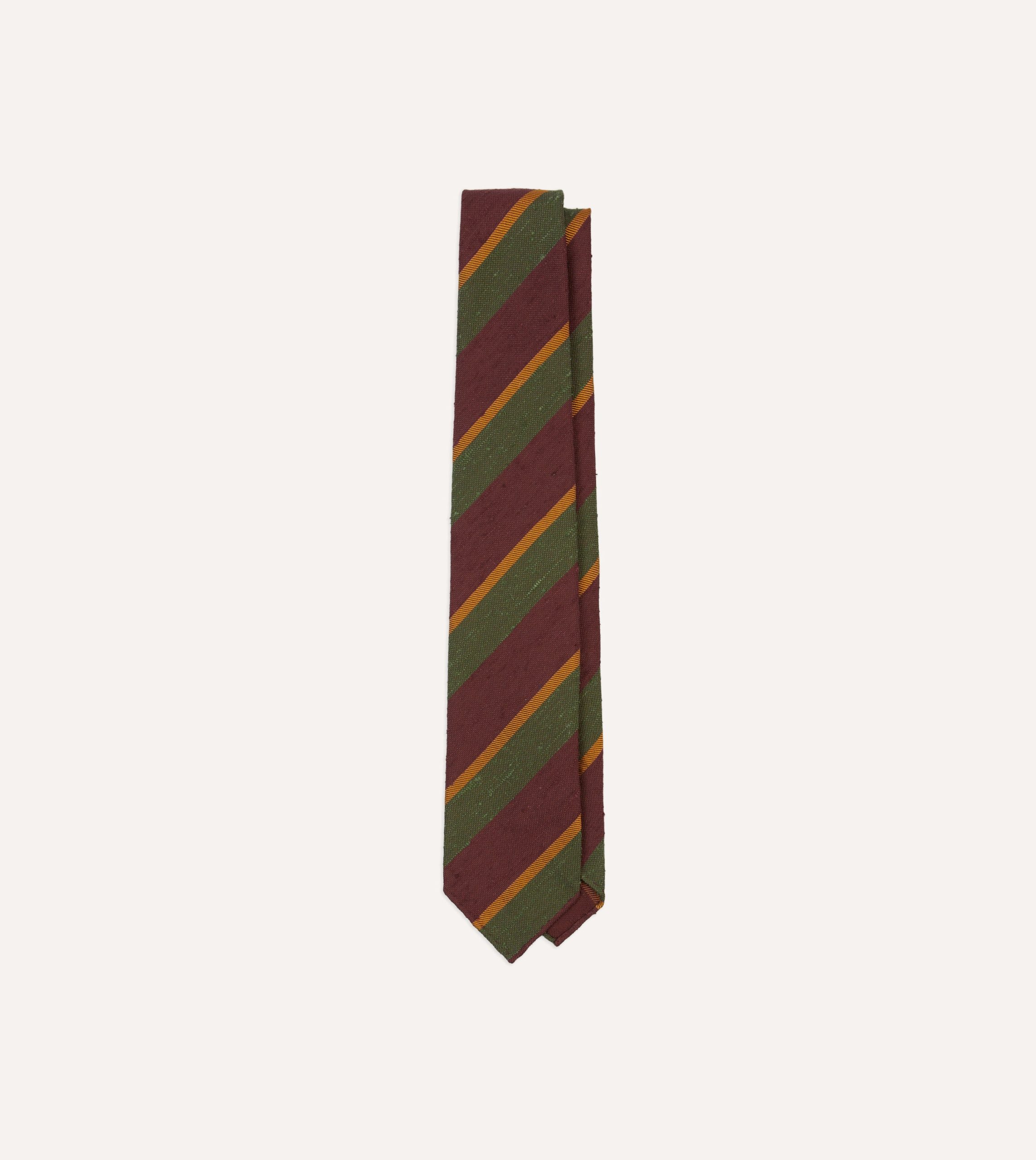 Burgundy Multi Stripe Shantung Silk Tie