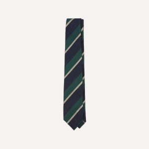 Navy Multi Stripe Shantung Silk Tie