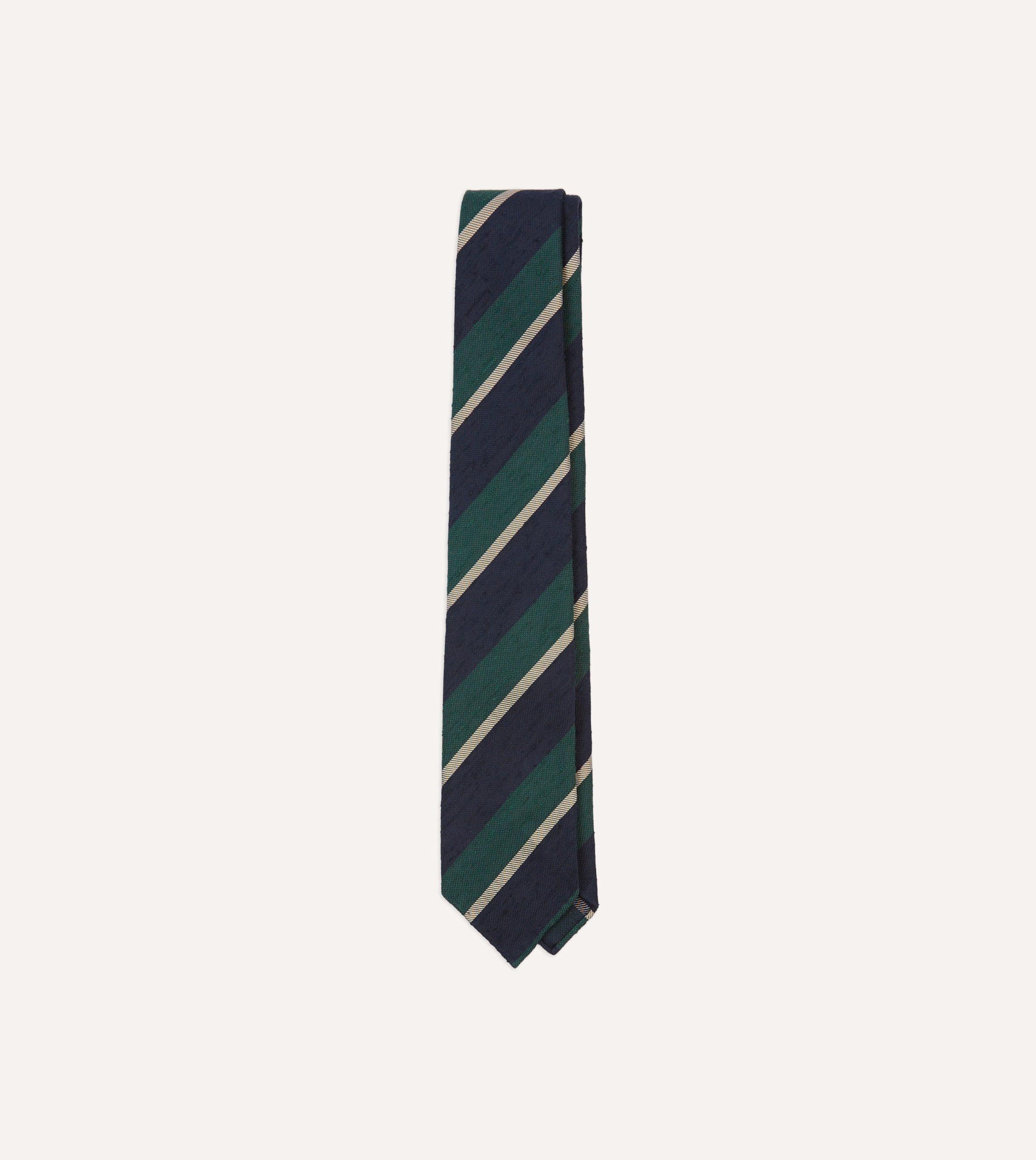Navy Multi Stripe Shantung Silk Tie