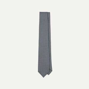 Grey Mini Circular Dot Silk Self Tipped Tie
