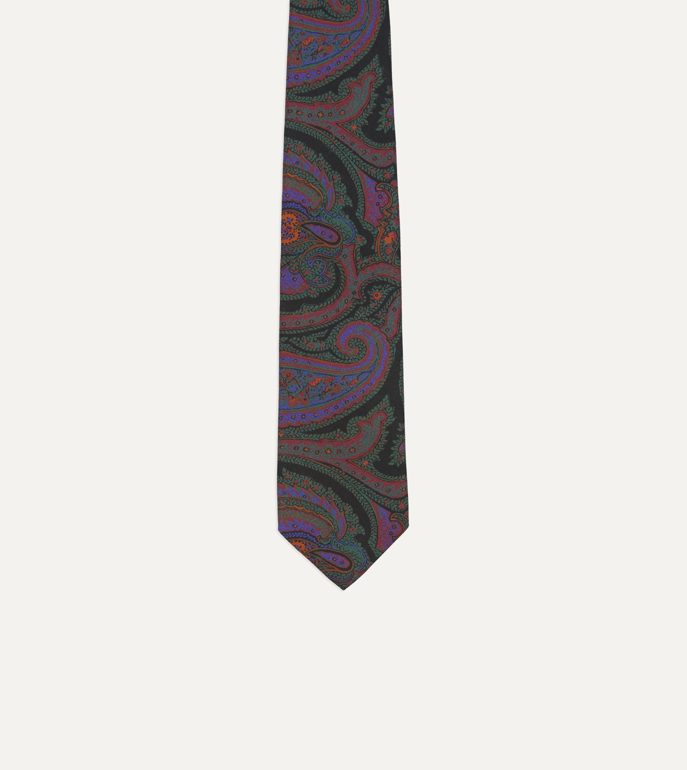 Green Acanthus Print Silk Self Tipped Tie - Image 3