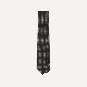 Black Small Spot Silk Self-Tipped Tie
