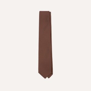 Brown Small Spot Silk Self-Tipped Tie