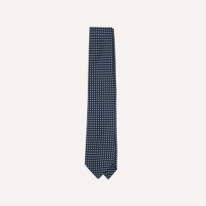 Navy Small Spot Silk Self-Tipped Tie