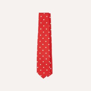 Red Large Spot Silk Self-Tipped Tie