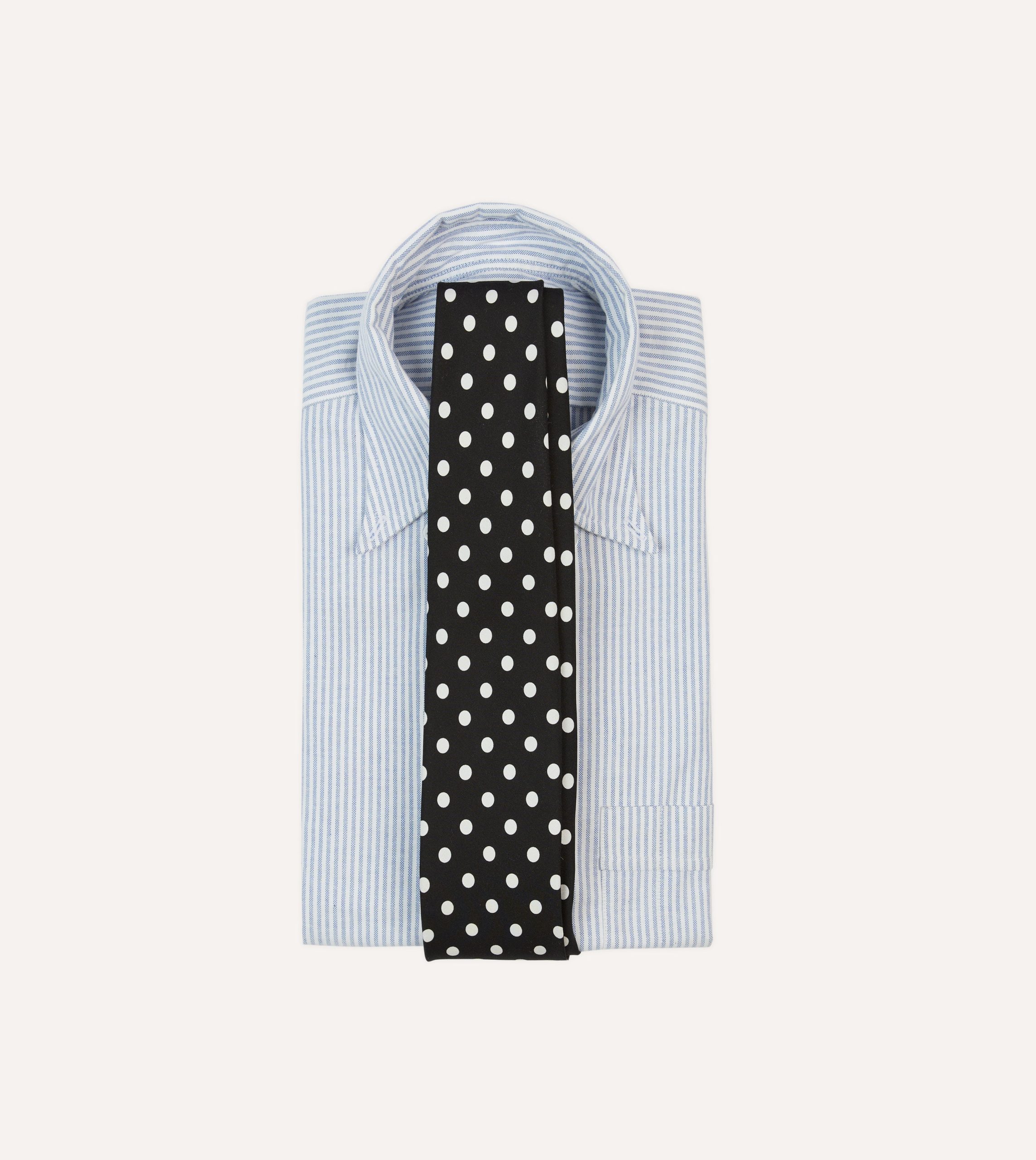 Navy Small Spot Crepe de Chine Silk Self-Tipped Tie - Image 2