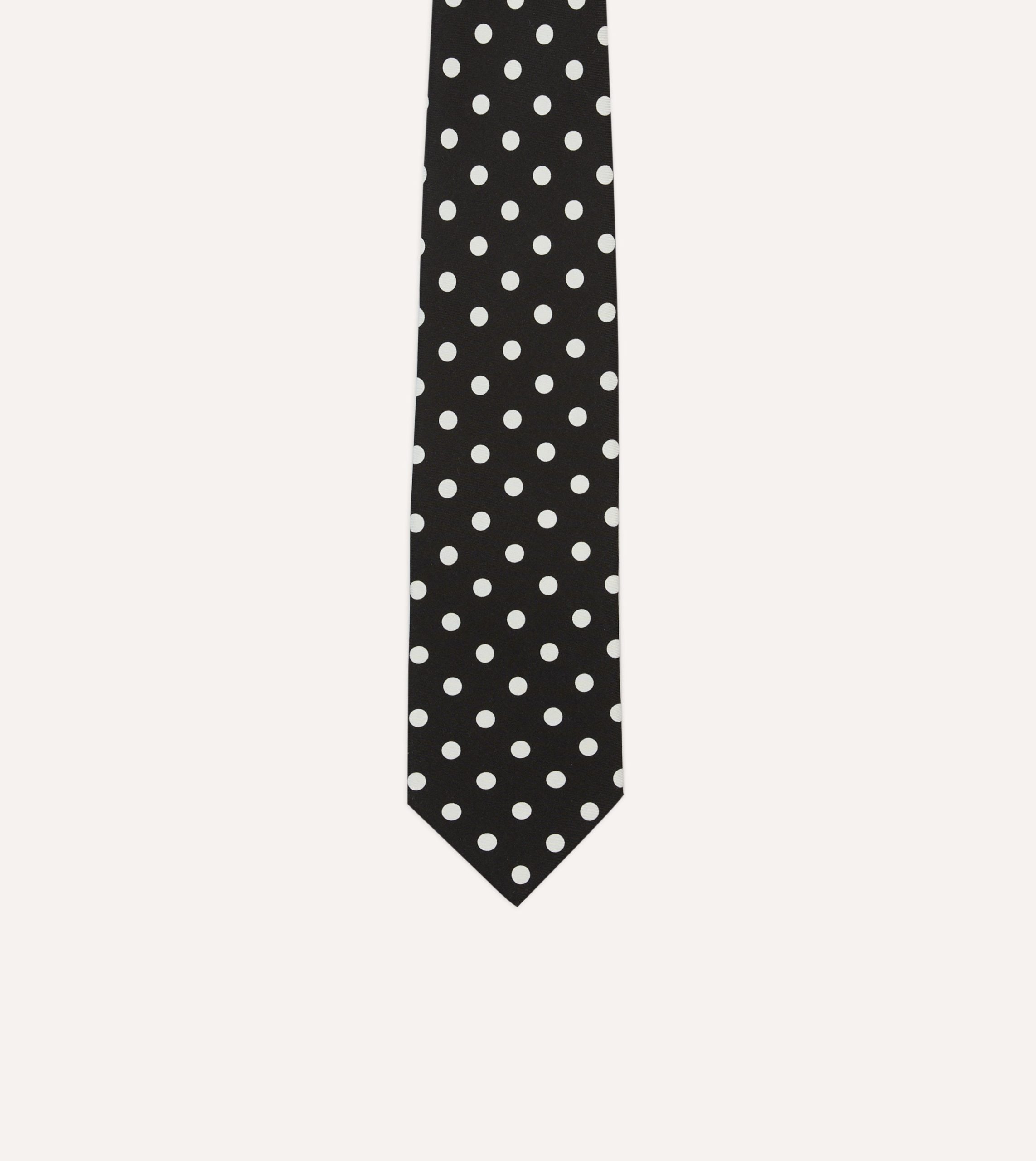 Navy Small Spot Crepe de Chine Silk Self-Tipped Tie - Image 3