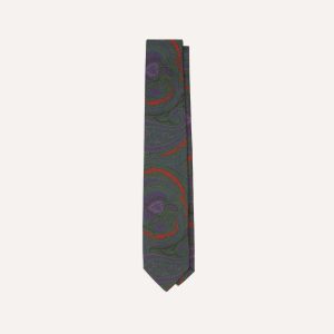 Rust Large Paisley Print Madder Silk Self-Tipped Tie