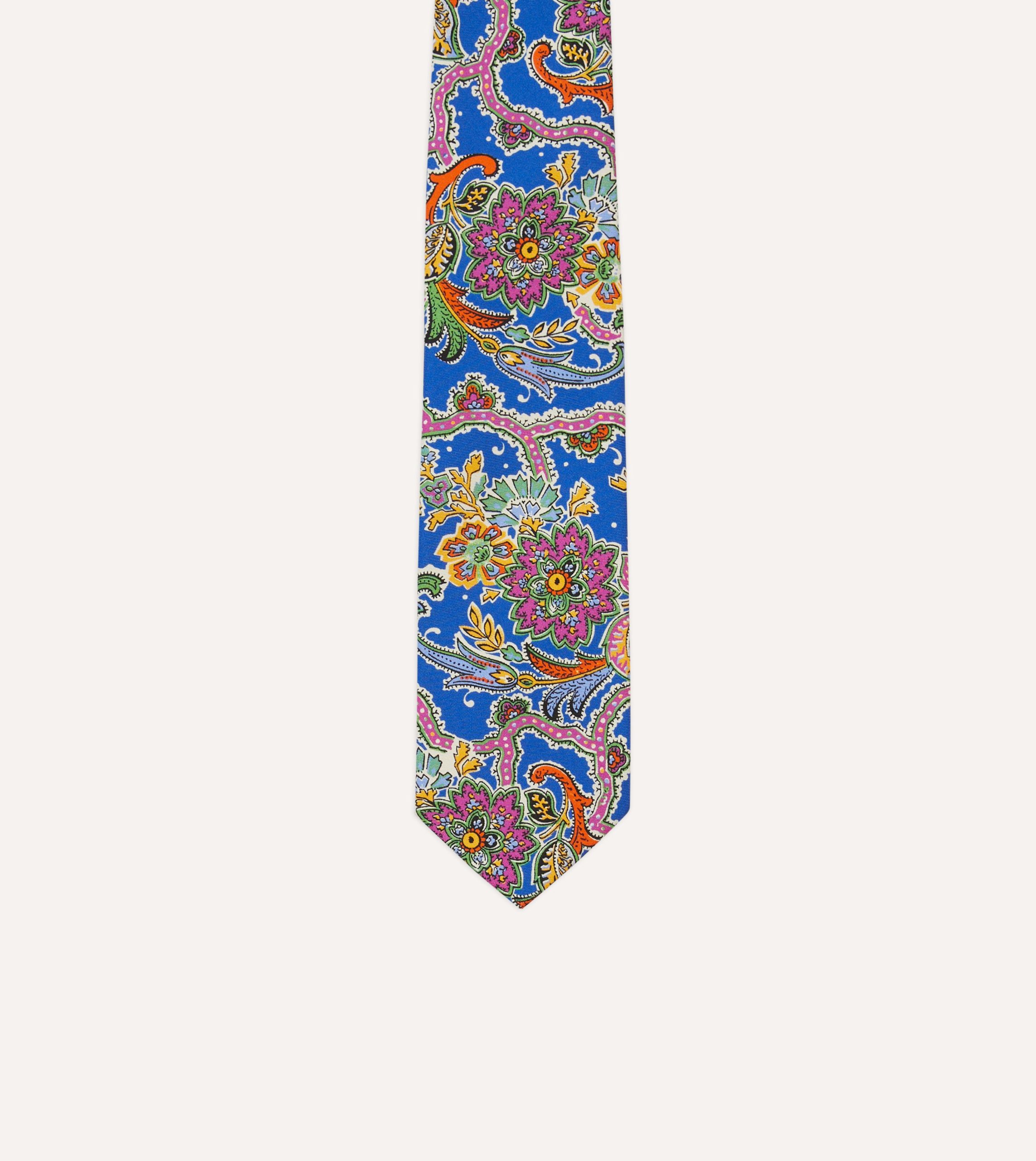 Blue Large Paisley Silk Self-Tipped Tie - Image 3