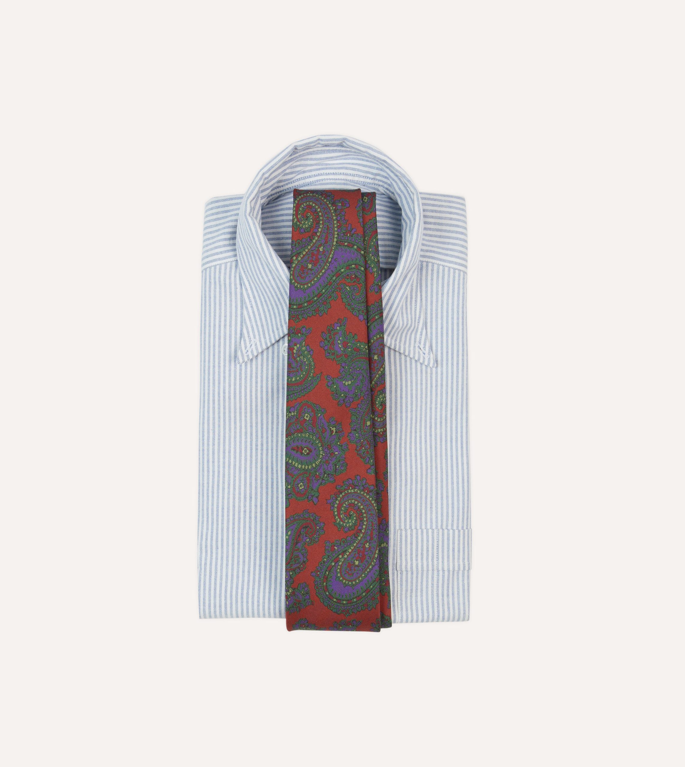 Rust Large Paisley Print Madder Silk Self-Tipped Tie - Image 2