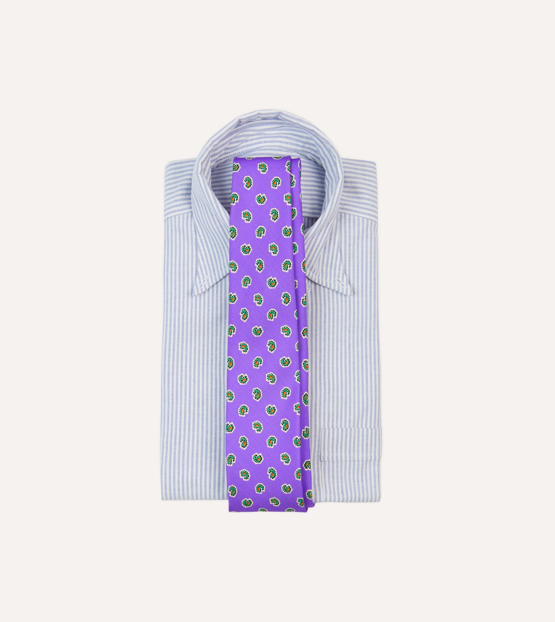 Purple Mini Paisley Silk Self-Tipped Tie - Image 2