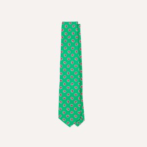 Green Mini Paisley Silk Self-Tipped Tie