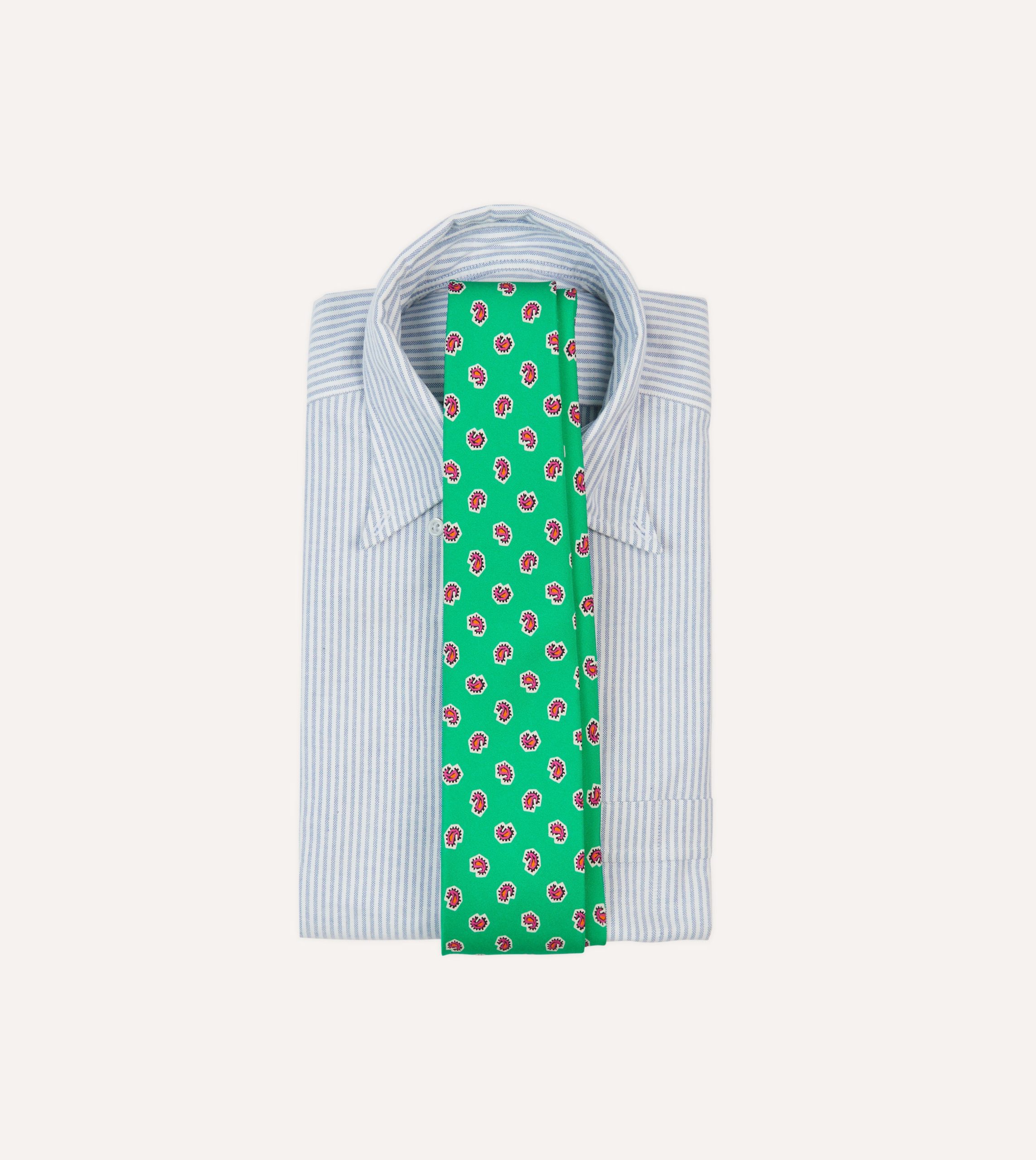 Green Mini Paisley Silk Self-Tipped Tie - Image 2
