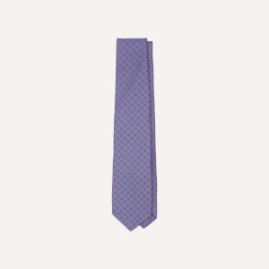 Purple Square Medallion Self-Tipped Silk Tie