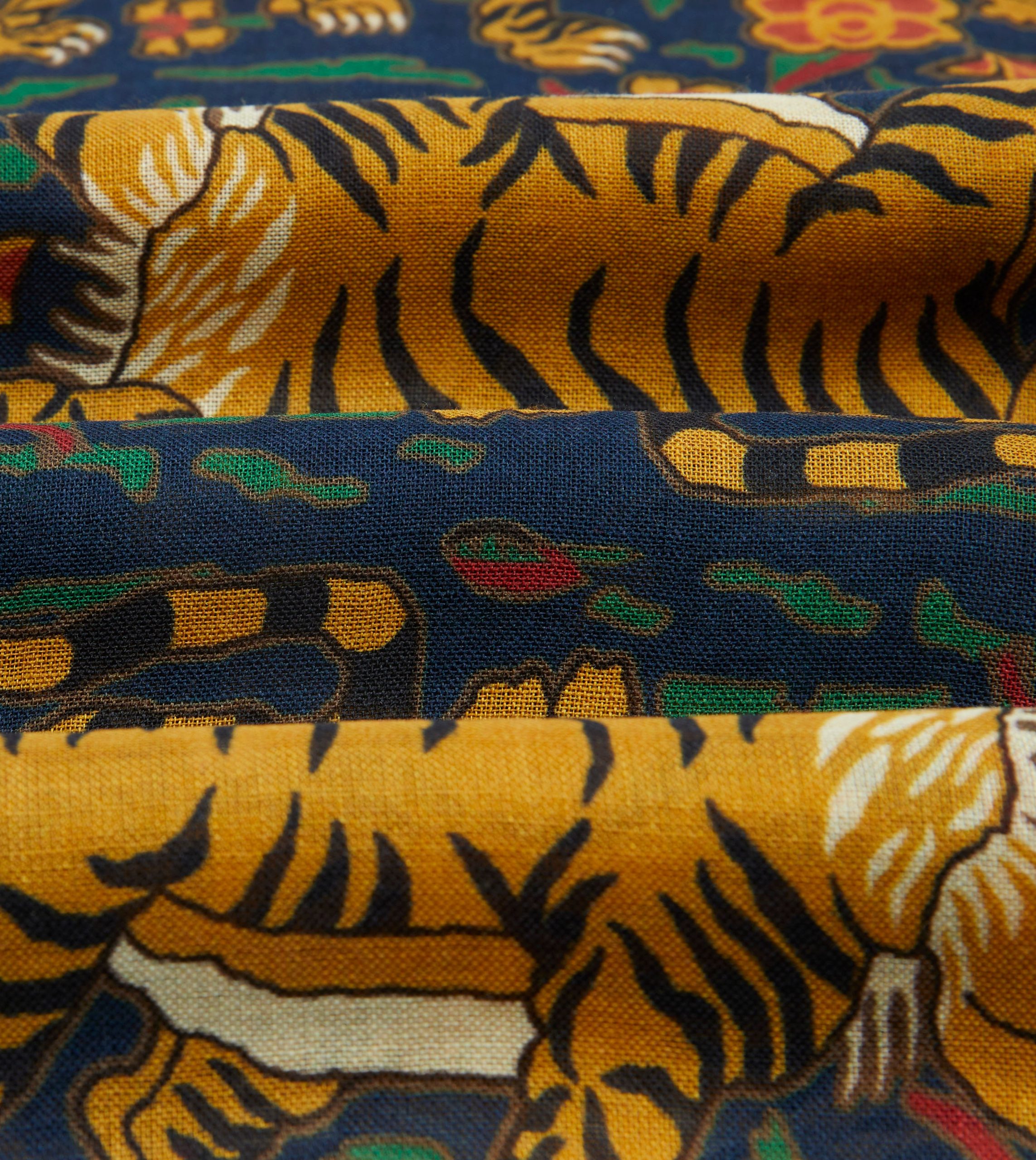 Navy Jumbo Tiger Print Wool-Silk Scarf - Image 2