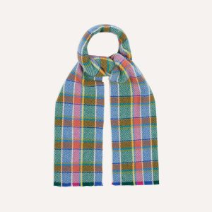 Blue Tartan Check Wool Scarf